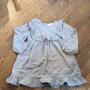 Zara Light Blue Ruffle Long-Sleeve Dress